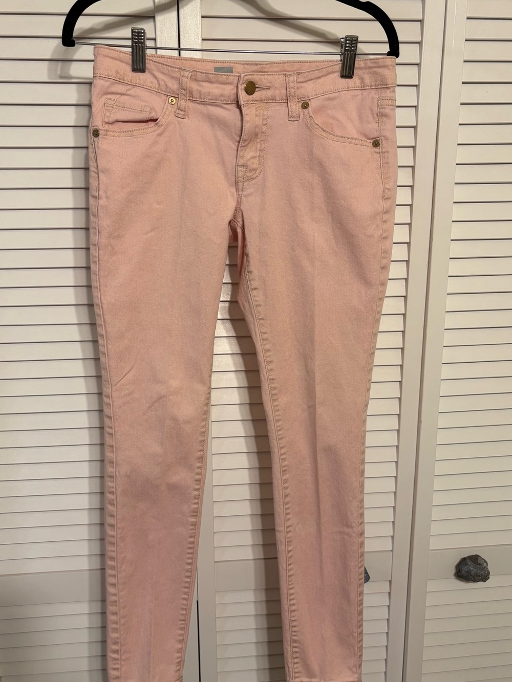 Mossimo Supply Co. Metallic Blush Pink Low Rise Skinny Denim Jeans